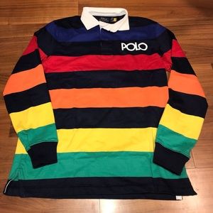 Polo Ralph Lauren Men's Spectre Rainbow Striped Rugby Jersey Shirt